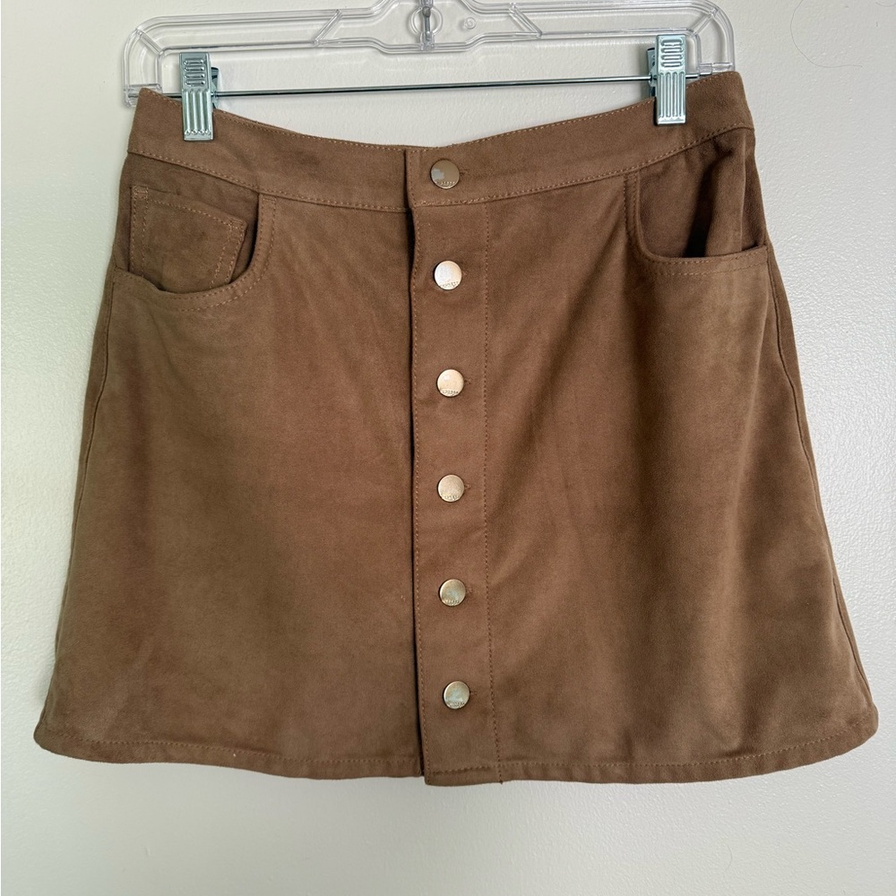 Express Tan Faux Suede Mini Skirt, size 2